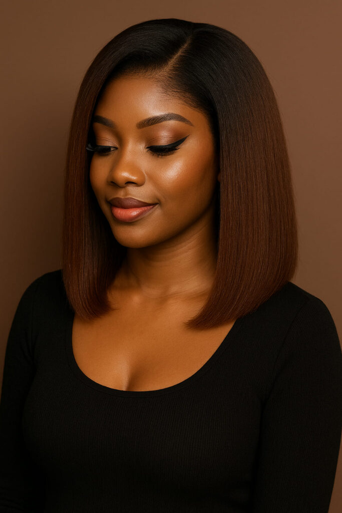 Adama™ – Cuivre Baobab™ – Lob Structuré Mi-Long – Rééquilibre les triangulaires inversés – Cheveux naturels indiens