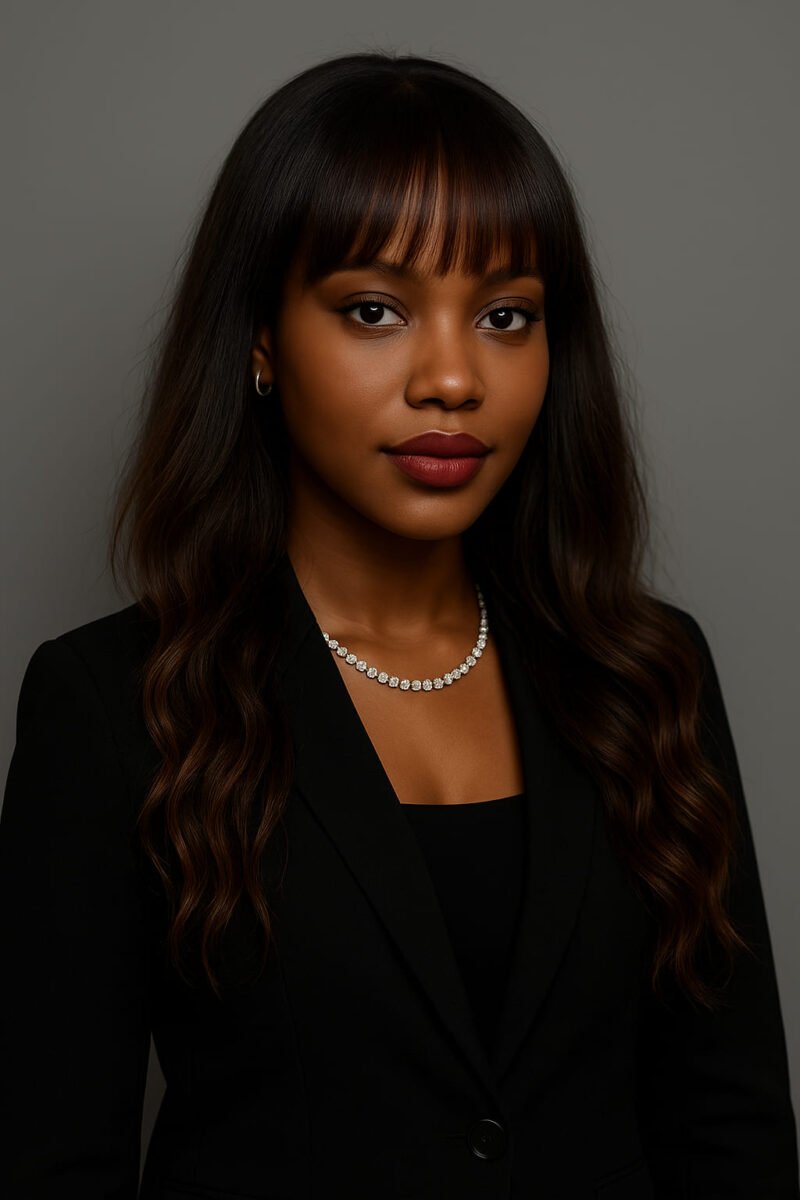 Ifeoma™ – Brun Acajou Élégant – Demi-Attache Ondulée avec Frange – Rééquilibre les triangulaires inversés – Cheveux naturels indiens