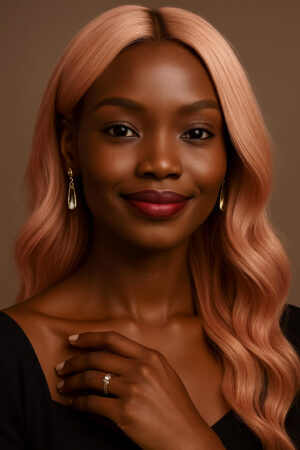 Isilembe™ – Rose Poudré Élégant – Longue ondulation fluide – Sublime les visages ovales – Cheveux naturels indiens