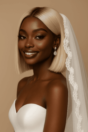 Lumina™ – Blond Polaire Lumineux – Carré Lisse Mi-Court – Sublime les visages ovales – Cheveux naturels indiens