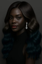 Nyare – Brun Profond & Vert Émeraude™ – Longues Ondulations Glamour – Allonge et Structure les Ovales – Cheveux Indiens Bruts Premium