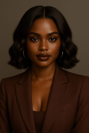 Halima™ – Chocolat Profond Élégant – Carré ondulé mi-court – Adoucit les visages carrés – Cheveux naturels indiens