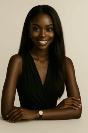 Ebele™ – Noir Précieux – Longue Lisse à Raie Latérale – Élargit les visages très fins – Cheveux naturels indiens