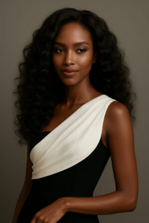 Jamila™ – Noir Ébène Élégant – Longue Ondulée XXL – Adoucit les carrés – Cheveux naturels indiens