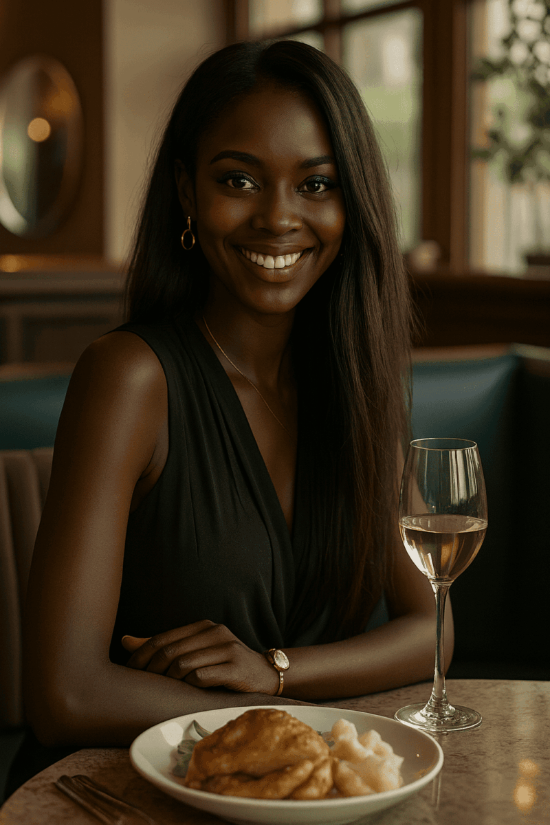 Ebele™ – Noir Précieux – Longue Lisse à Raie Latérale – Élargit les visages très fins – Cheveux naturels indiens