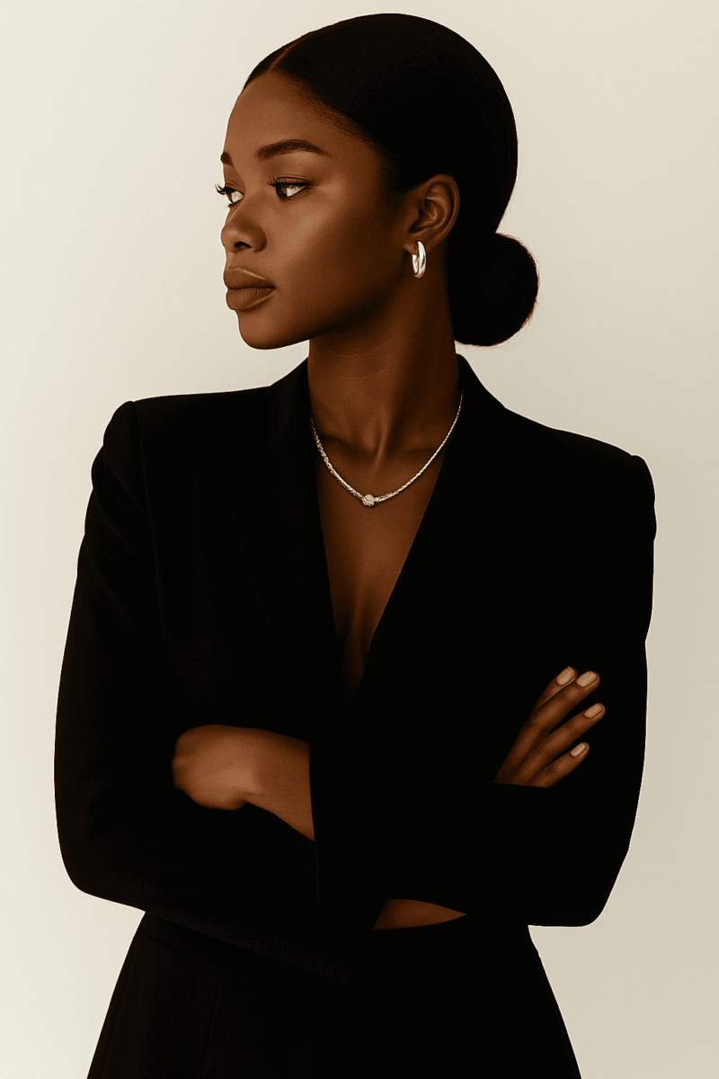 Nailah™ – Noir Profond – Chignon Bas Plaqué – Sublime les visages ronds – Lace Front 13×6 HD Sans Colle – Cheveux naturels indiens