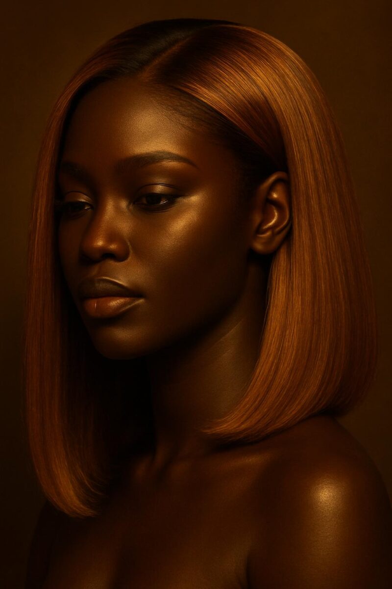 Absolu Hair N°03 Nuance T4/27 – Beauté Tous Visages, Carré Lisse mi-long, Cheveux vierges cambodgiens (Closure 5X5 HD, 12")