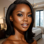 Sena™ – Noir Absolu – Lob Lisse Structuré Mi-Long – Affine les visages ronds – Cheveux naturels indiens