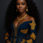 Adesuwa™ – Noir Royal Élégant – Longue Bouclée Couture – Sublime les visages très fins et triangulaires inversés – Cheveux naturels indiens