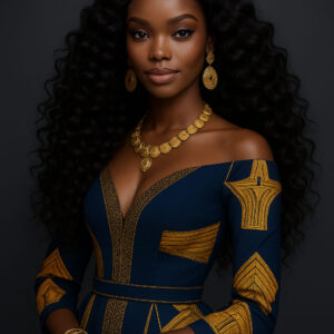 Adesuwa™ – Noir Royal Élégant – Longue Bouclée Couture – Sublime les visages très fins et triangulaires inversés – Cheveux naturels indiens