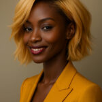 Ayoola™ – Blond Doré Vibrant – Carré Court Effilé – Épaissit les visages très fins – Cheveux naturels indiens