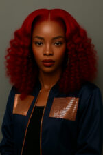 Aime-toi N°19 – Deep Curly Symétrique – Rouge Bissap Royal™ – 18" – Allonge et féminise les visages carrés et triangulaires – Cheveux Naturels Indiens