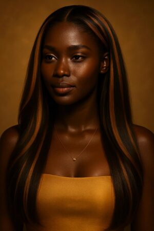 Aime-toi n°74 – lisse long structuré – ombré miel atténué™ (nuance #T4/27) – 22″ – cheveux naturels indiens