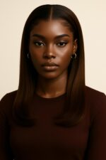 Aime-toi N°65 – Lisse Mi-long Structuré – Brun Cacao Élégant™ – 18" – Révèle la force silencieuse des visages ovales et triangulaires inversés – Cheveux Naturels Indiens