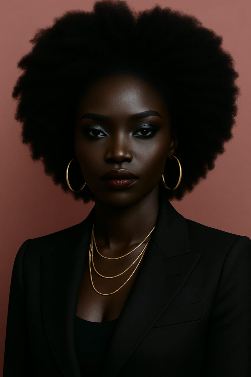 Aime-toi N°10 – Afro Sculptée Naturelle™ – Noir Élégant™ – 10″ – Rééquilibre les visages fins, rectangulaires et oblongs – Cheveux Naturels Indiens