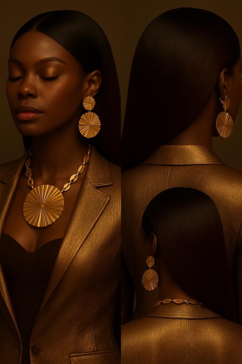 Aime-toi N°40 – Lisse Graphique – Noir Cacao Profond™ – 22″ – Équilibre les visages Ovales et Triangulaires Inversés – Cheveux Naturels Indiens