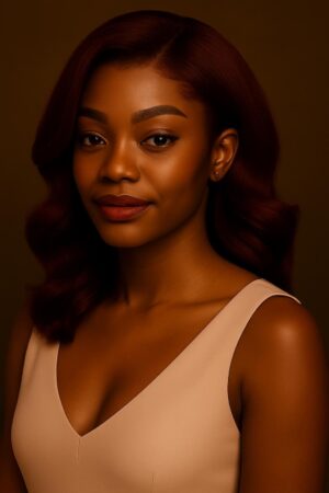 Aime-toi N°52 – Carré Ondulé Élégant – Rouge Vin Sublime™ (#530) – 12″ – Éclaire et structure les visages cœur, ovales et carrés – Cheveux Naturels Indiens