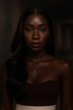 Aime-toi N°70 – Lisse Sculpté Ondulé Bas – Noir Précieux™ (nuance #1B) – 24" – Révèle la grâce des visages Ébène Neutre™ – Cheveux Naturels Indiens