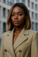 Aime-toi N°44 – Carré Lisse Structuré – Miel Rayonnant™ (#T1B/27) – 12″ – Éclaire et équilibre les visages ovales, cœur et carrés – Cheveux Naturels Indiens