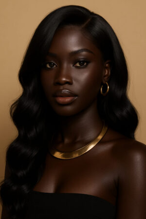 Aime-toi N°11 – Loose Wave Structurée – Noir Précieux™ – 22" – Sublime les visages ovales et carrés – Cheveux Naturels Indiens