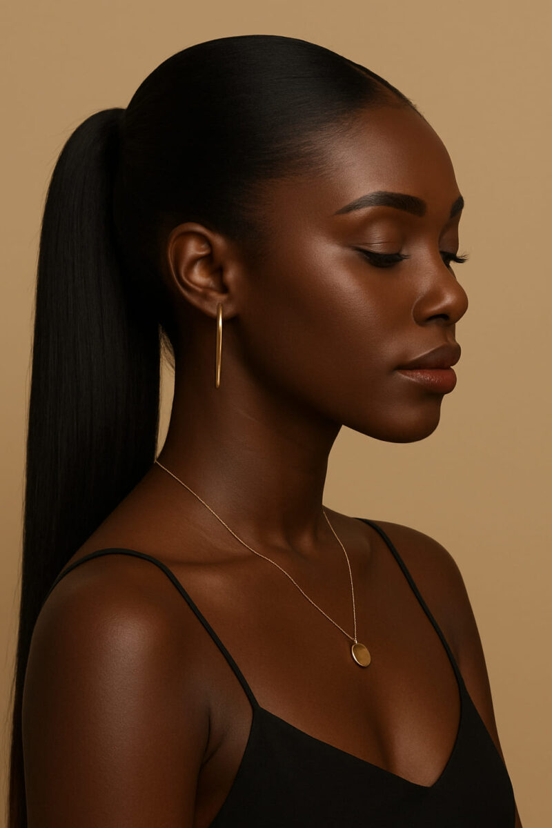 L’Harmonie Naturelle — Le Ponytail Ovale selon NAYA Quand tout s’aligne sans effort. La symétrie devient grâce, la fluidité devient port.