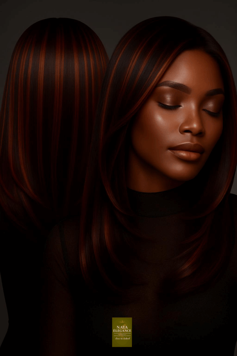 Aime-toi N°37 – Lisse Élégant – Brun Profond & Acajou Sublime™ – 18" – Sublime les visages Ovales et Carrés – Cheveux Naturels Indiens