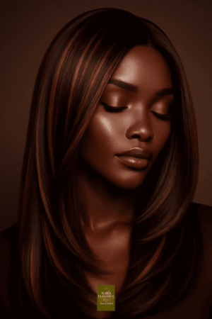 Aime-toi N°37 – Lisse Élégant – Brun Profond & Acajou Sublime™ – 18" – Sublime les visages Ovales et Carrés – Cheveux Naturels Indiens
