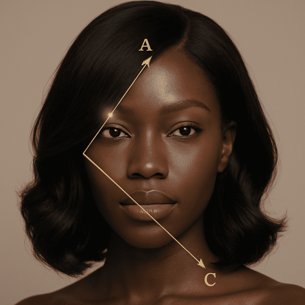 Le triangle d'or du visagisme appliqué au visage carré par Naya Elégance