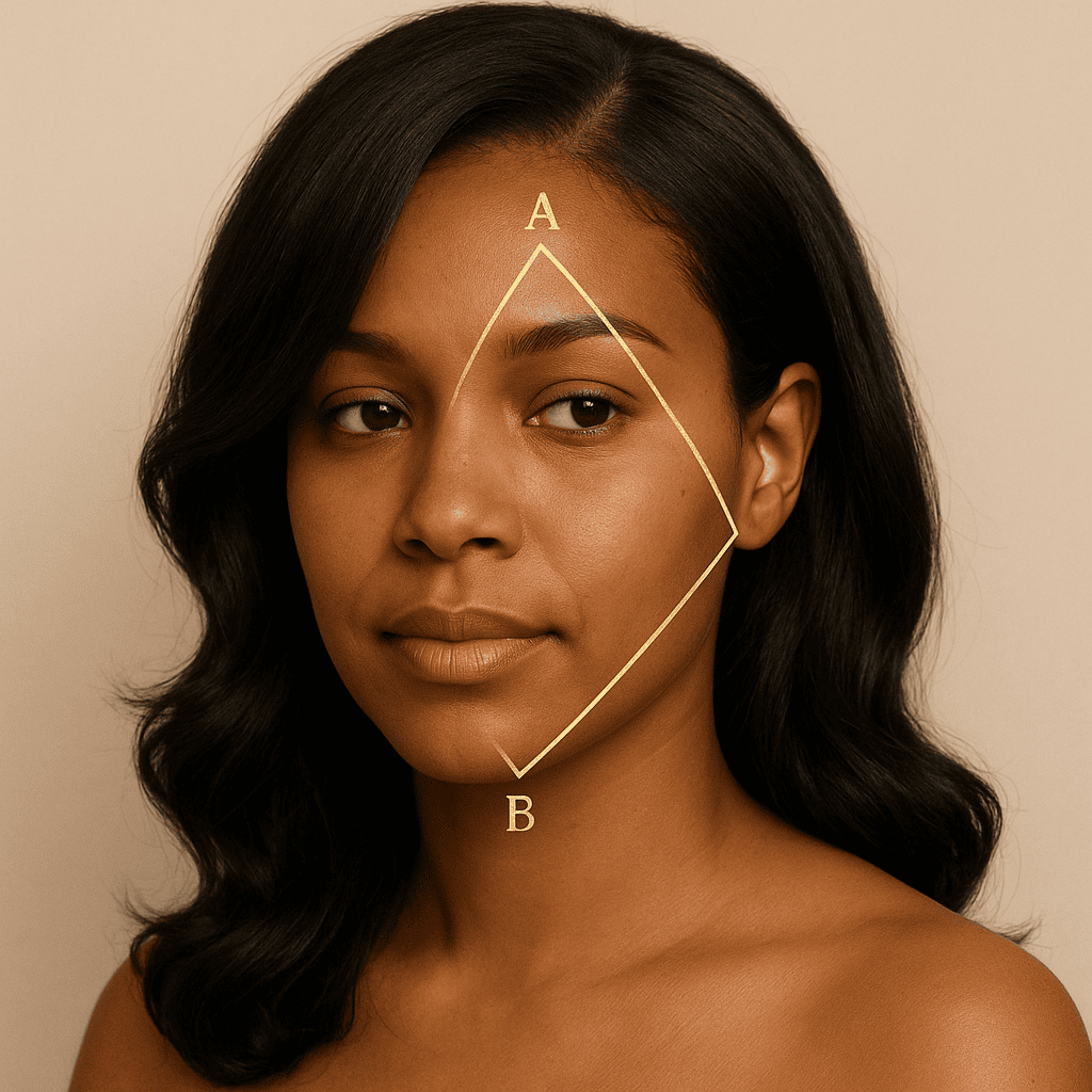 Le triangle d'or du visagisme pour les visages en coeur