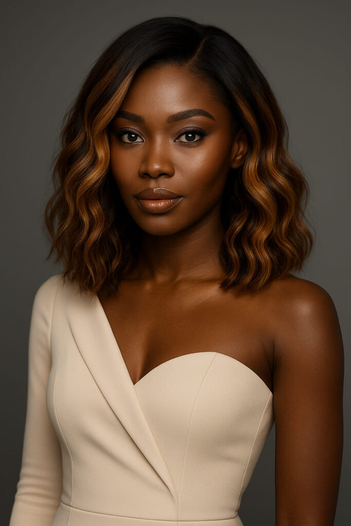 💎 Aime-toi N°14 – Wavy Sculpté – Miel Rayonnant™ – 12" – Illumine et structure les visages ronds, cœur et ovales – Cheveux Naturels Indiens