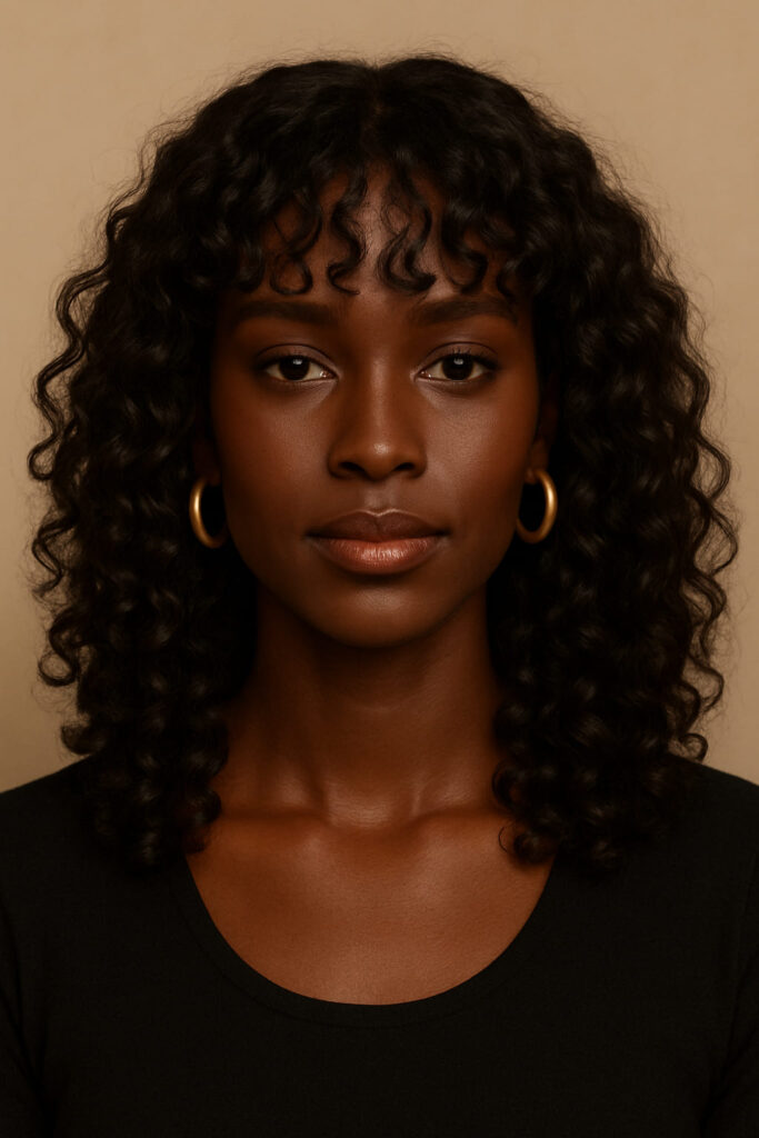 La Perruque à Frange Bouclée :: La Queen a un visage rectangulaire