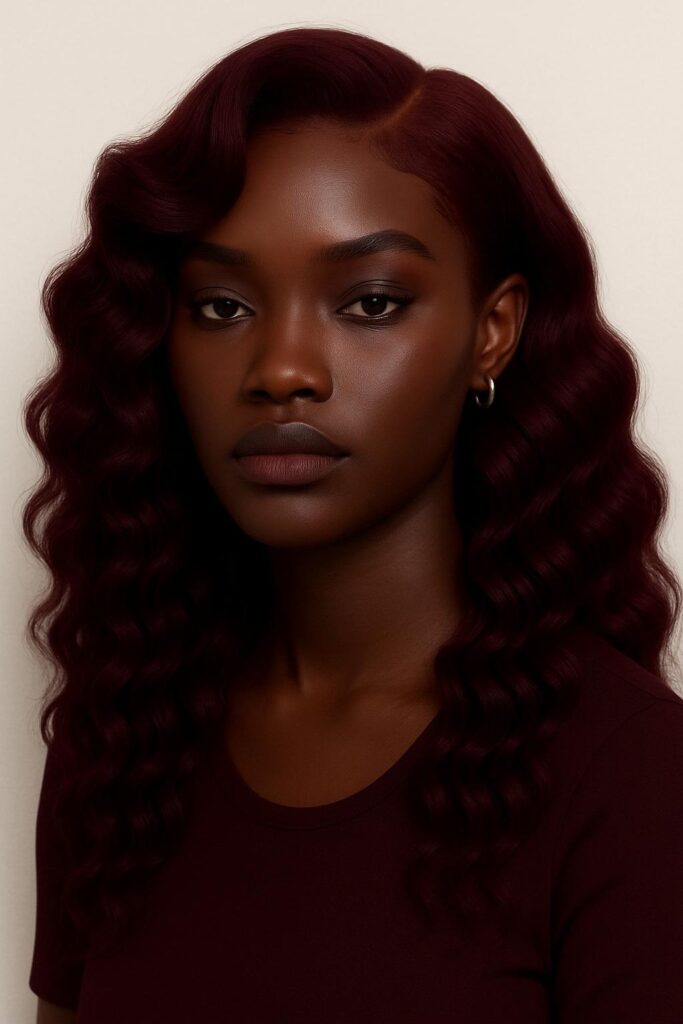 Aime-toi N°60 – Perruque Rouge Bissap Royal™ (99J) – Ondulée Profonde Élégance Sculptée 22" – Cheveux Naturels Indiens