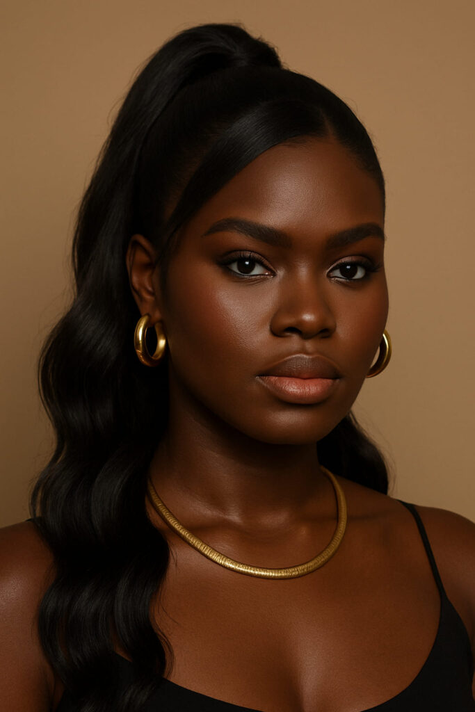 La Force Arrondie — Le Ponytail Carré selon NAYA  L’angle devient caresse, la structure se fait charme. Entre puissance et tendresse, la ligne s’éveille.