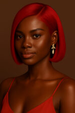 Aime-toi N°24 – Carré Lisse – Rouge Flamboyant™ – 10" – Affine les visages ronds et cœur – Cheveux Naturels Indiens