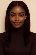 Aime-toi N°69 – Lisse Soyeuse – Rouge Bordeaux Intense™ – 20" – Révèle la prestance des visages Ébène Neutre™ et Ébène Froid™ – Cheveux Naturels Indiens