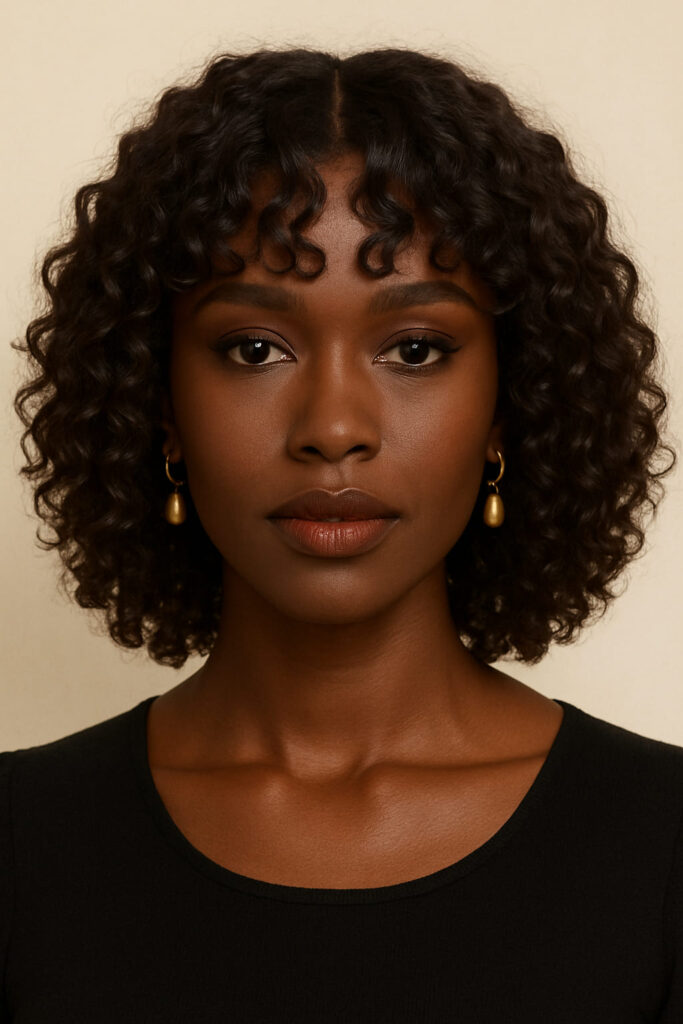 La Perruque à Frange Bouclée : quand le visage devient œuvre d’art: la Queen a un visage triangulaire inversé