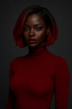 Aime-toi N°10 – Bob Structuré – Rouge Séduisant™ – 10" – Illumine et équilibre les visages cœur et ronds – Cheveux Naturels Indiens