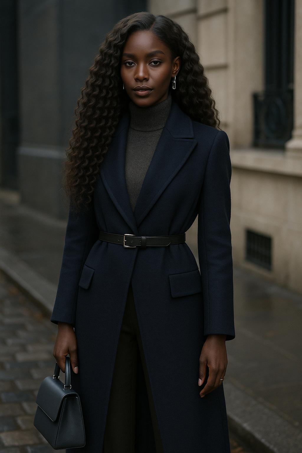 La Queen Café Fort porte un manteau Bleu Nuit Architectural™