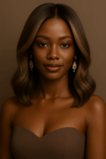 Perruque Parfaite Teint Froid N°4 – Noisette Glacée™ - Lob Wavy Court 14″, sans colle – Cheveux Naturels Indiens