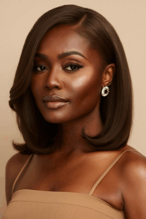 Absolu Hair™ N°05 — Lob Structuré Haute Élégance, Raie libre, Baby Hairs fins & naturels, Cheveux vierges indiens (Closure 5X5 HD, 14")