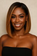 Absolu Hair N°03 Nuance T1B 27 dégradé– Beauté Tous Visages, Carré Lisse, Cheveux vierges cambodgiens (Closure 5X5 HD, 16")