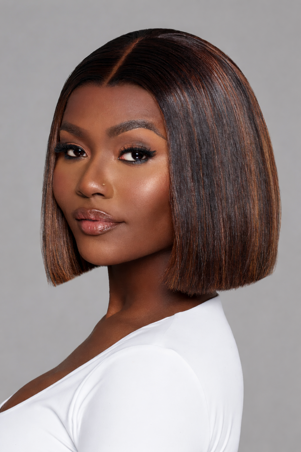 Absolu Hair N°14 en 18" – Carré lisse en cheveux vierges de Bali, nuance Chocolat Cannelle – Closure 2X6 HD